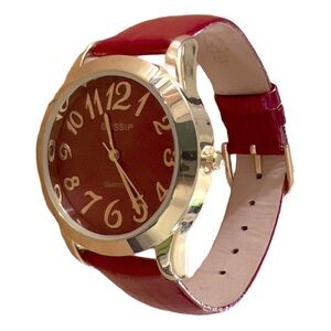 GOSSIP • Red & Gold Leather Quartz Watch